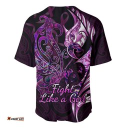 Personalised New Zealand Breast Cancer Baseball Jersey Shirt Fight Like A Girl Pink Manaia Fern With Paua Shell