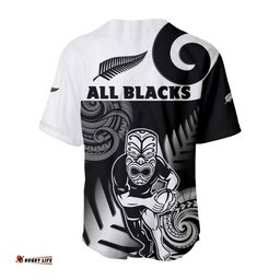 New Zealand Silver Fern Rugby Baseball Jersey Shirt All Black Maori Koru
