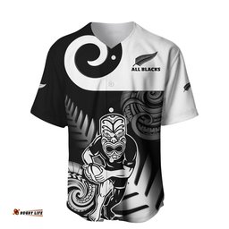 New Zealand Silver Fern Rugby Baseball Jersey Shirt All Black Maori Koru