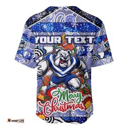 Custom Bulldogs Rugby Merry Christmas Baseball Jersey Shirt Indigenous Australian Art