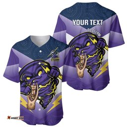 Personalised Storm Rugby 2024 Baseball Jersey Shirt Mascot With Trophy Go Champions Aboriginal Art