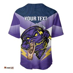 Personalised Storm Rugby 2024 Baseball Jersey Shirt Mascot With Trophy Go Champions Aboriginal Art
