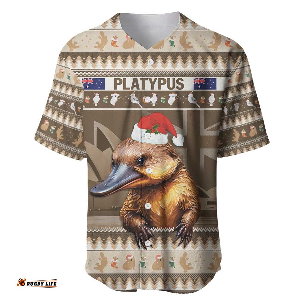 Aussie Platypus Baseball Jersey Shirt Merry Christmas