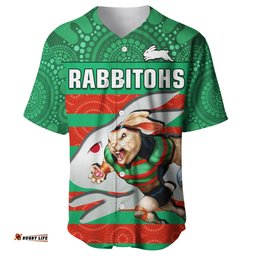 Rabbitohs Rugby Baseball Jersey Shirt Aboriginal Dot Painting Glory Glory Sporty Style