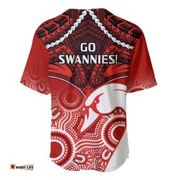 Sydney Swans Football Baseball Jersey Shirt Go Swannies Aboriginal Mix Polynesian Pattern