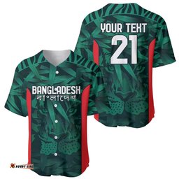 Royal Bengal Tiger Bangladesh Cricket Custom Baseball Jersey Shirt The Red and Green Version