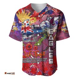 Personalised Australia Rugby Sea Eagles ANZAC Baseball Jersey Shirt Manly Warringah Scratch Style