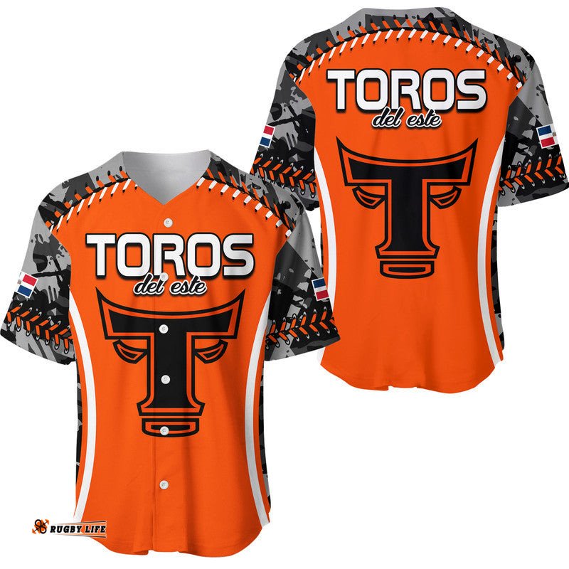Dominican Toros De Este Baseball Stitches Baseball Jersey Shirt Orange 02