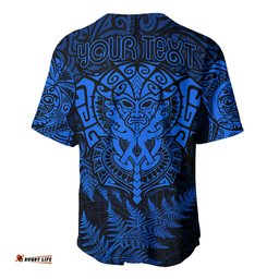 Personalised New Zealand Rugby Baseball Jersey Shirt Silver Fern All Black Mix Ta Moko Blue Style