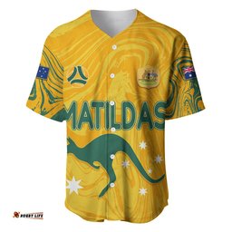 Personalised Aussie Matildas Baseball Jersey Shirt Women World Cup Marble Patterns