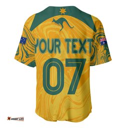 Personalised Aussie Matildas Baseball Jersey Shirt Women World Cup Marble Patterns
