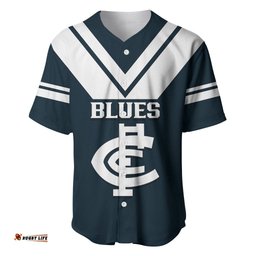 Personalised Carlton Football Baseball Jersey Shirt Go Blues Navy Simple Style