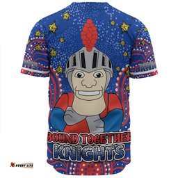 Newcastle Knights Custom Baseball Shirt - Custom With Aboriginal Inspired Style Of Dot Painting Patterns  Baseball Shirt