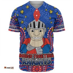 Newcastle Knights Custom Baseball Shirt - Custom With Aboriginal Inspired Style Of Dot Painting Patterns  Baseball Shirt