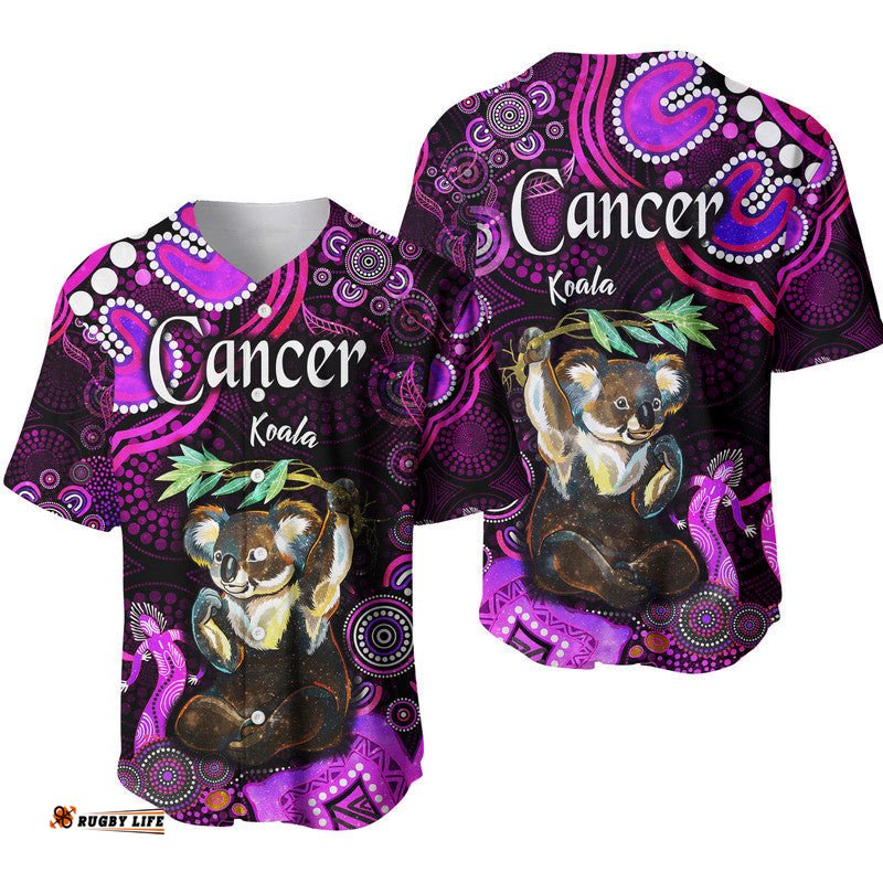 Australian Astrology Baseball Jersey Shirt Cancer Koala Zodiac Aboriginal Vibes Pink