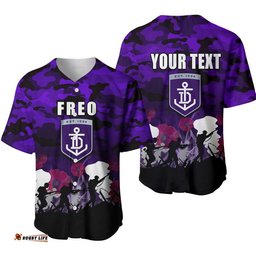 Custom Personalised AFL Anzac Day Baseball Jersey Shirt Freo Army Style