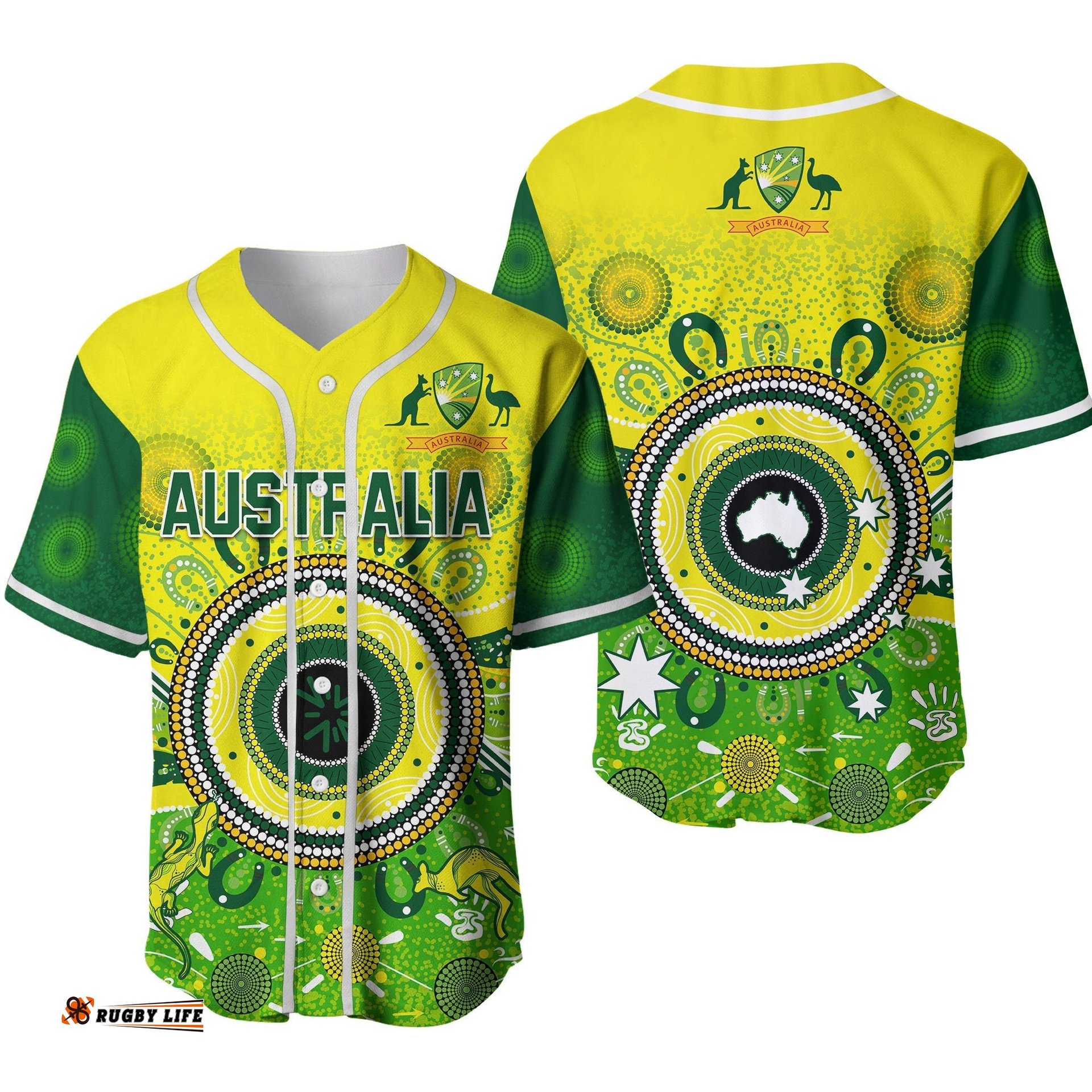 Australia Cricket Baseball Jersey Shirt Aboriginal National Color Champion Ver.02