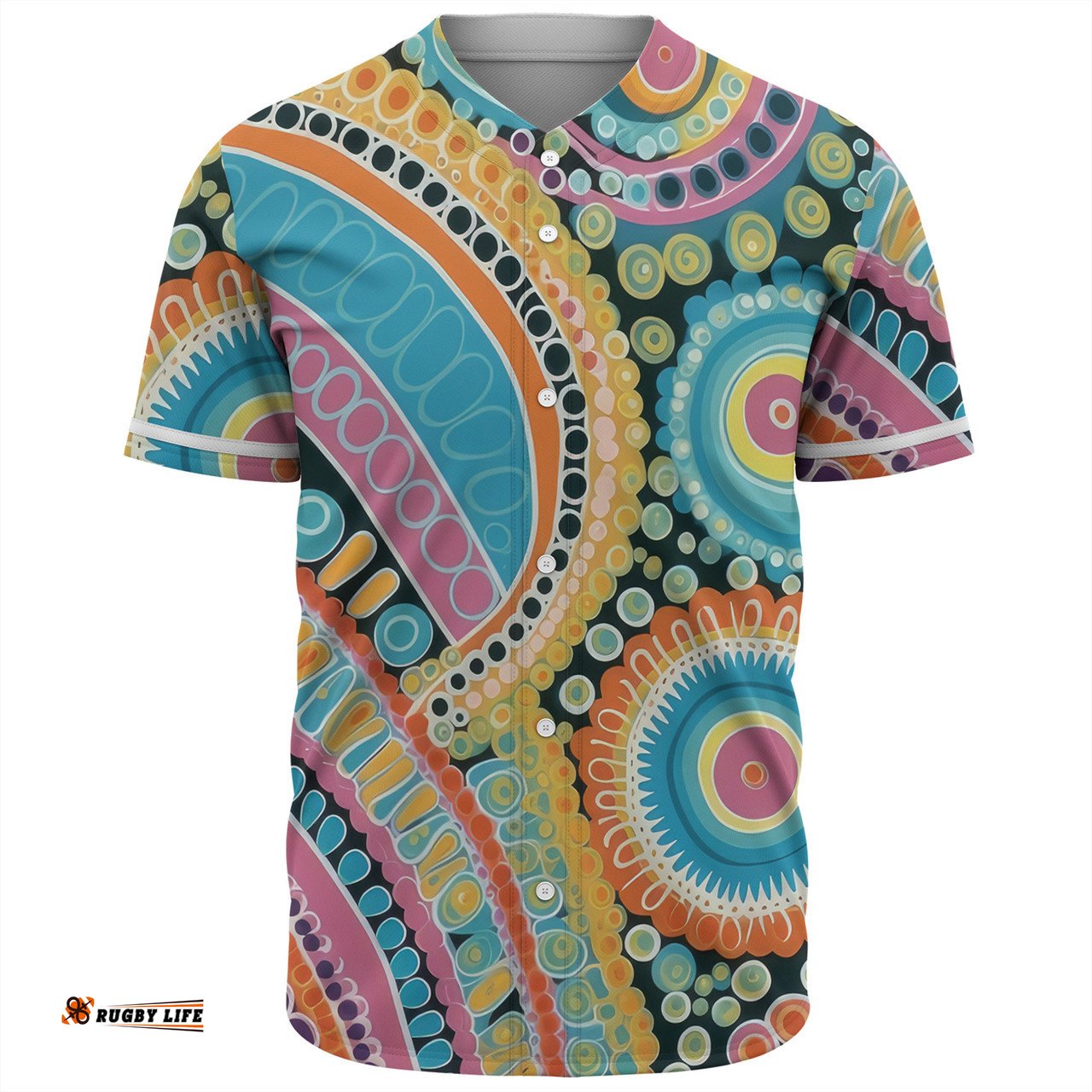 Australia Aboriginal Baseball Shirt - Australian Indigenous Aboriginal Art Vivid Pastel Colours Ver 1 Baseball Shirt