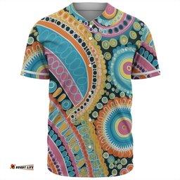 Australia Aboriginal Baseball Shirt - Australian Indigenous Aboriginal Art Vivid Pastel Colours Ver 1 Baseball Shirt