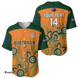 Custom Australia Rugby Baseball Jersey Shirt Wallabies Indigenous Art