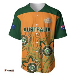 Custom Australia Rugby Baseball Jersey Shirt Wallabies Indigenous Art