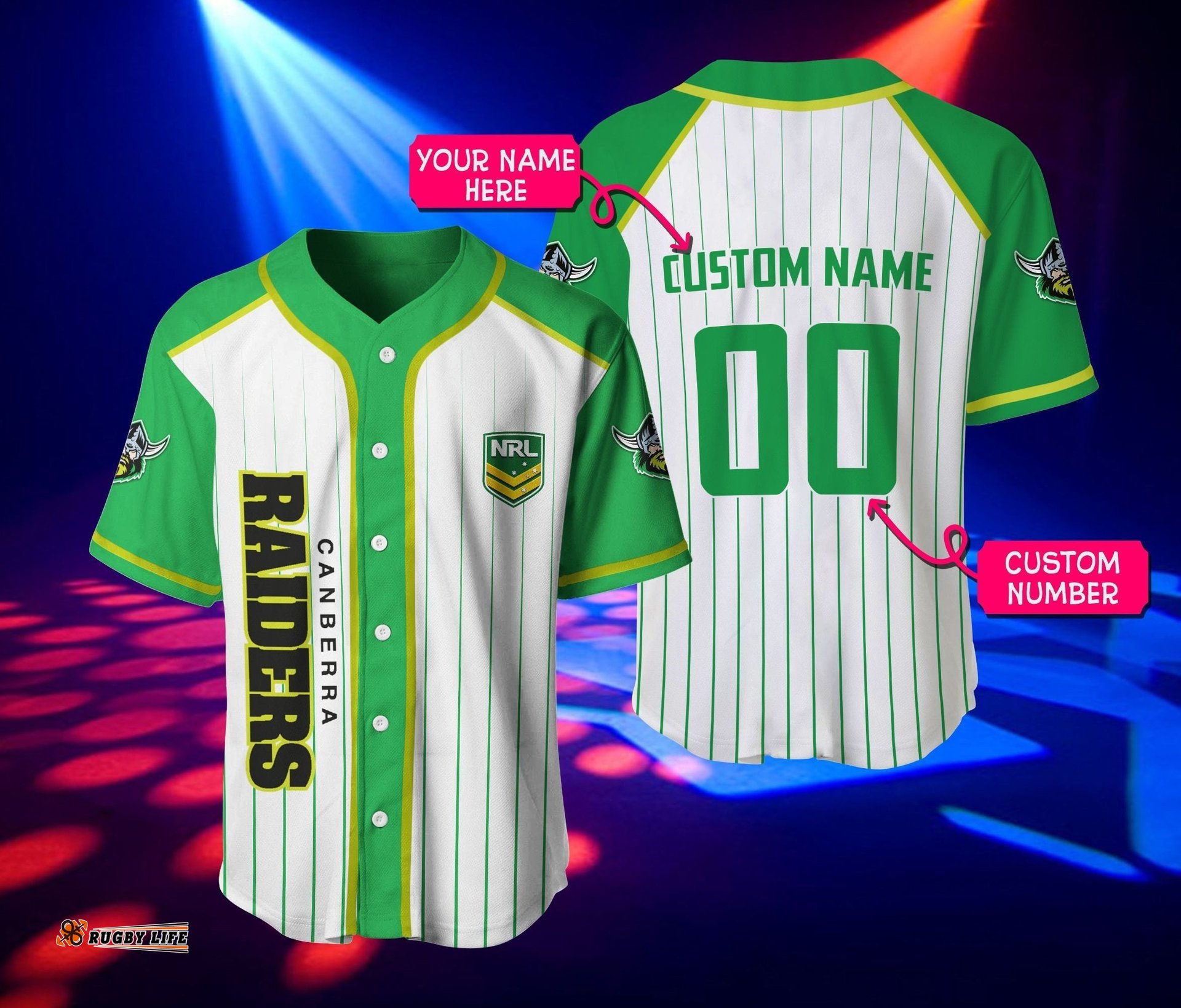 Personalized Canberra Raiders 3D Baseball Jersey Shirt