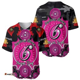 Sydney Sixers ANZAC 2024 Baseball Jersey Shirt Lest We Forget Poppy Mix Camouflage