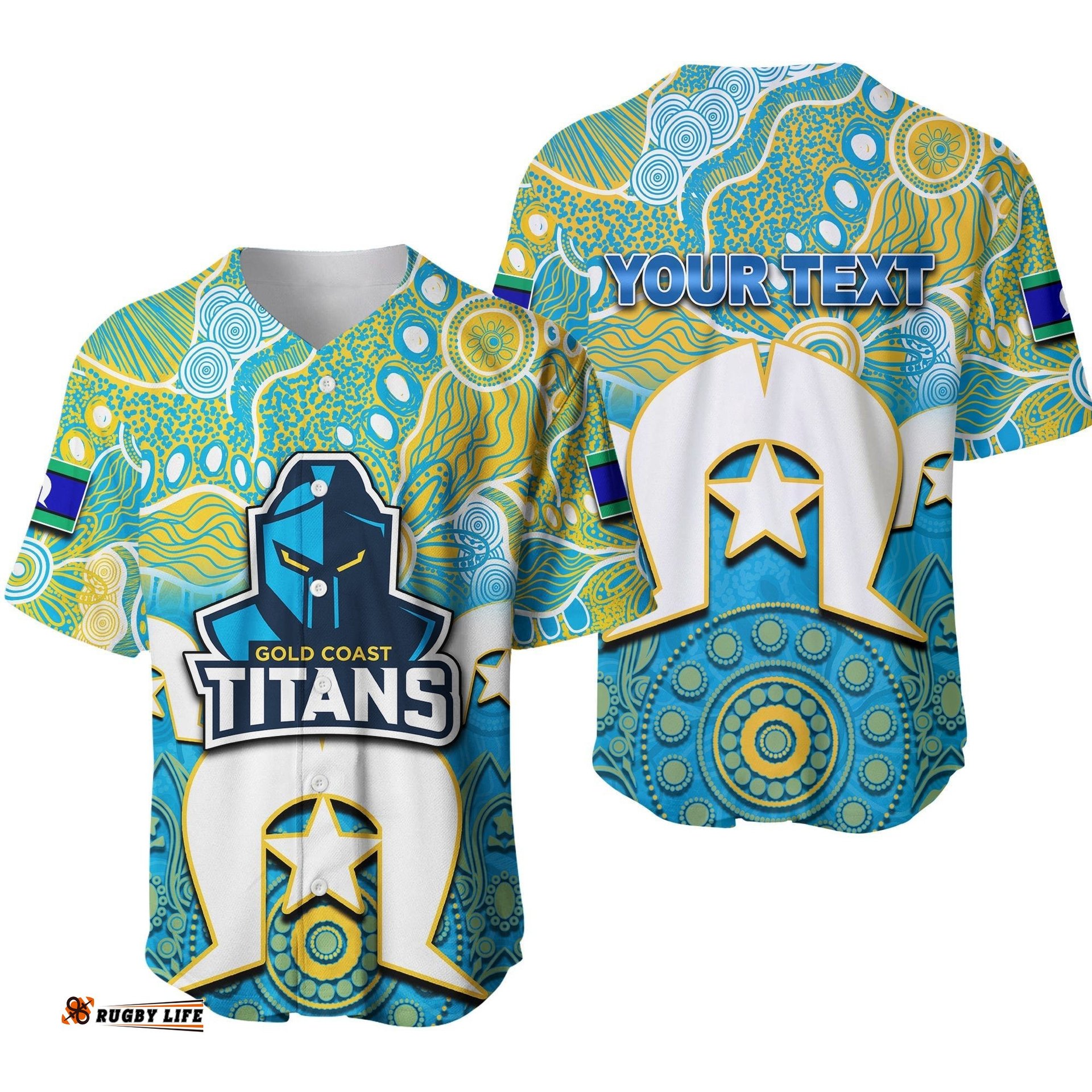 Custom Personalised Titans Torres Strait Islanders Mix Aboriginal Baseball Jersey Shirt