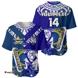 Custom Text And Number Bulldogs And Cowboys Rugby Baseball Jersey Shirt Together Indigenous 09