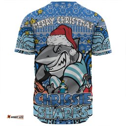 Cronulla-Sutherland Sharks Christmas Custom Baseball Shirt - Christmas Knit Patterns Vintage Jersey Ugly Baseball Shirt
