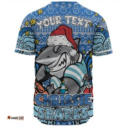 Cronulla-Sutherland Sharks Christmas Custom Baseball Shirt - Christmas Knit Patterns Vintage Jersey Ugly Baseball Shirt