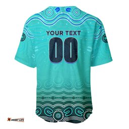 Personalised Australia Matildas Baseball Jersey Shirt Tillies Aboriginal Simple Turquoise