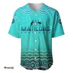 Personalised Australia Matildas Baseball Jersey Shirt Tillies Aboriginal Simple Turquoise