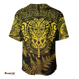 New Zealand Rugby Baseball Jersey Shirt Silver Fern All Black Mix Ta Moko Gold Style 03