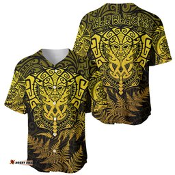New Zealand Rugby Baseball Jersey Shirt Silver Fern All Black Mix Ta Moko Gold Style 03
