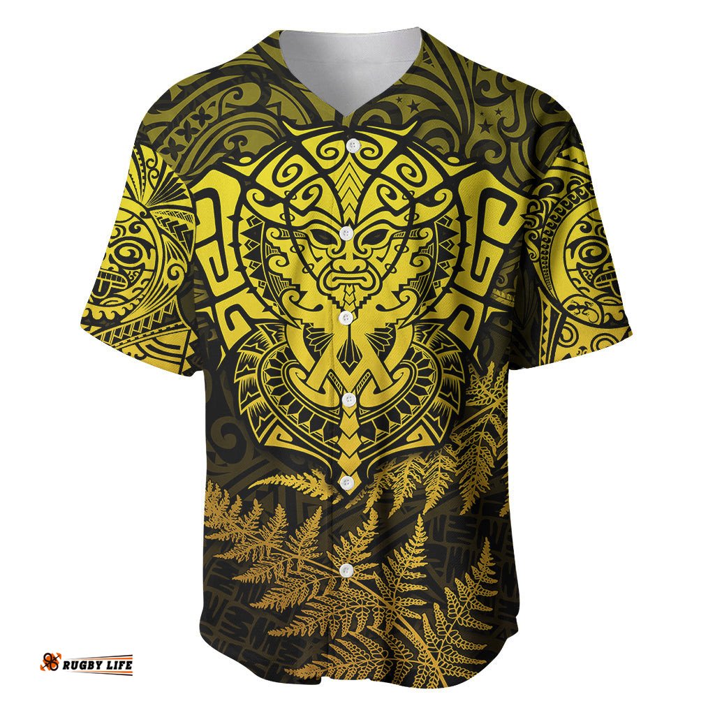 New Zealand Rugby Baseball Jersey Shirt Silver Fern All Black Mix Ta Moko Gold Style 03