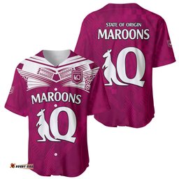 Queensland Maroon Rugby Baseball Jersey Shirt Origin Queensland Sporty Style