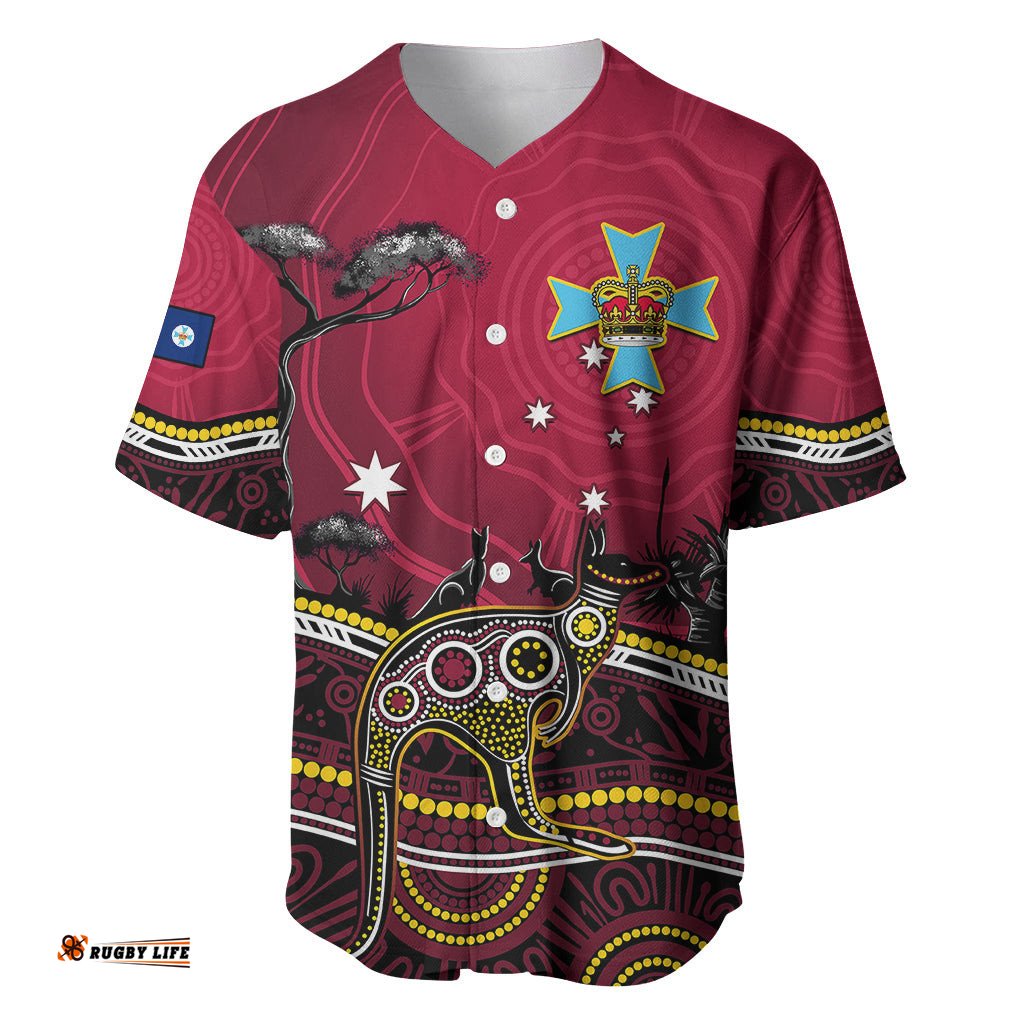 June 6 Queensland Day Baseball Jersey Shirt Australian Aboriginal Art