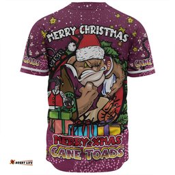 Queensland Cane Toads Christmas Custom Baseball Shirt - Merry Christmas Our Beloved Team With Aboriginal Dot Art Pattern Baseball Shirt