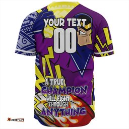 Melbourne Storm Grand Final Baseball Shirt - A True Champion Will Fight Through Anything With Polynesian Patterns