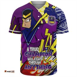 Melbourne Storm Grand Final Baseball Shirt - A True Champion Will Fight Through Anything With Polynesian Patterns