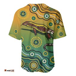 Goanna Aboriginal style Dot Artwork Baseball Jersey Shirt