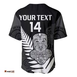 Custom Text And Number Aotearoa Rugby Sevens All Black Tiki Fern Baseball Jersey Shirt