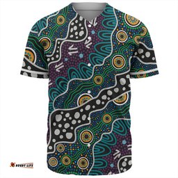 Australia Aboriginal Baseball Shirt - Dot Painting Art Baseball Shirt