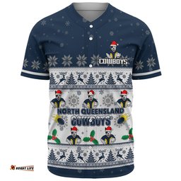 North Queensland Cowboys Christmas Custom Baseball Shirt - Special Ugly Christmas Baseball Shirt