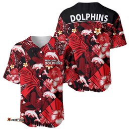 Dolphins Rugby Baseball Jersey Shirt Fashion Tropical Jungle Flowers