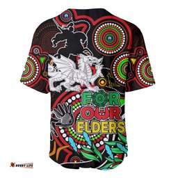 Dragons Rugby Aboriginal Art Baseball Jersey Shirt NAIDOC Indigenous Tribal