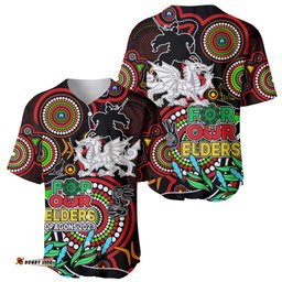 Dragons Rugby Aboriginal Art Baseball Jersey Shirt NAIDOC Indigenous Tribal
