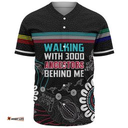 Australia Aboriginal Baseball Shirt - Walking with 3000 Ancestors Behind Me Black Baseball Shirt