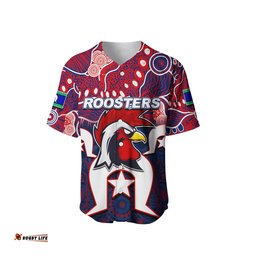Custom Personalised Roosters Torres Strait Islanders Mix Aboriginal Baseball Jersey Shirt